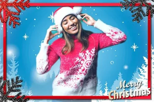 PhotoDirector App - Weihnachts-Rahmen einfügen